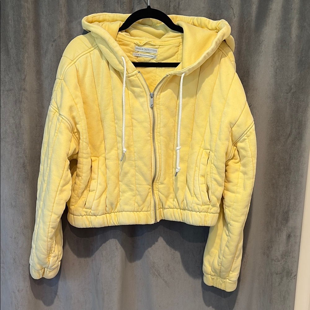 Urban Outfitters Yellow Puffer Jacket with Hood